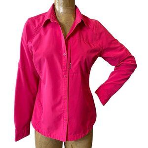Columbia Women's Omni-Shade Sun Protection L/S Vented Button Up Top L Pink 329E